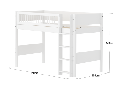 Flexa White mittelhohes Bett mit Leiter 