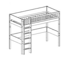Flexa White Hochbett mit senkrechter Leiter und Absturzsicherung 