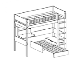 Flexa White Casa Hochbett mit Sofabett 
